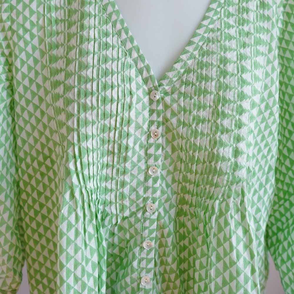 Roberta Roller Rabbit Green Tunic Blue Embroidered - image 5